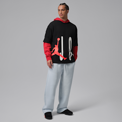 조던 브루클린 플리스 남성 오버사이즈 오픈 헴 팬츠