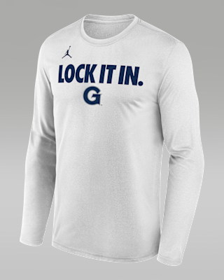 Мужская футболка Georgetown 2026 On-Court Bench Nike Dri-FIT College Long-Sleeve