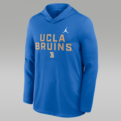 Playera de manga larga universitaria marca Jordan Dri-FIT con gorro para hombre UCLA Sideline