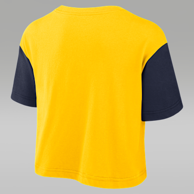Michigan Script Women's Jordan Brand Dri-FIT College Cropped T-Shirt