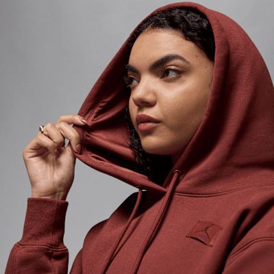 Sudadera sin cierre con gorro forrado de satén para mujer Jordan Flight Fleece