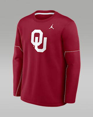 Мужская футболка Oklahoma Sideline Coaches Jordan Brand Therma-FIT College Long-Sleeve