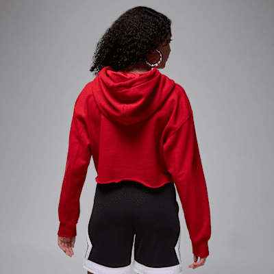 Sudadera con gorro con forro de satén corta para mujer Jordan Flight Fleece