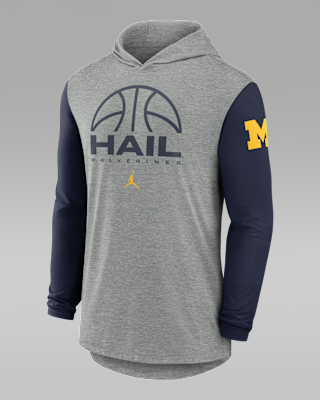 Мужская футболка Michigan Basketball Jordan Brand Dri-FIT College Long-Sleeve Hooded для баскетбола