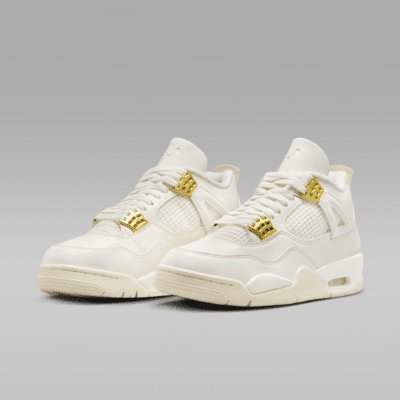 Air Jordan 4 Retro 'White & Gold' Women's Shoes