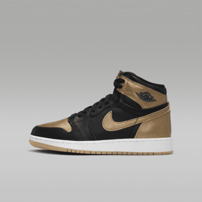 Tenis para niños grandes Air Jordan 1 High OG "Black and Gold"