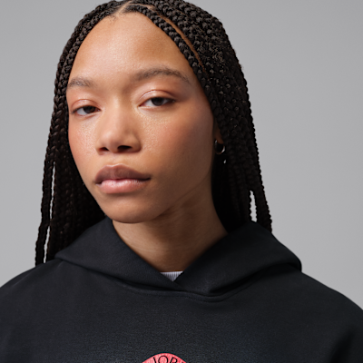 Jordan Flight Fleece Fransız Havlu Kumaşı Kadın Kısa Kollu Kapüşonlu Sweatshirt görsel 3