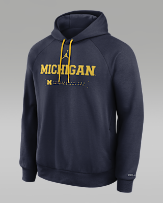 Мужское худи Michigan Courtside Basketball Practice Jordan Brand Dri-FIT Pullover Hoodie для баскетбола