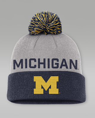 Мужские  Michigan Primetime Peak Jordan Brand College Cuffed Pom Beanie