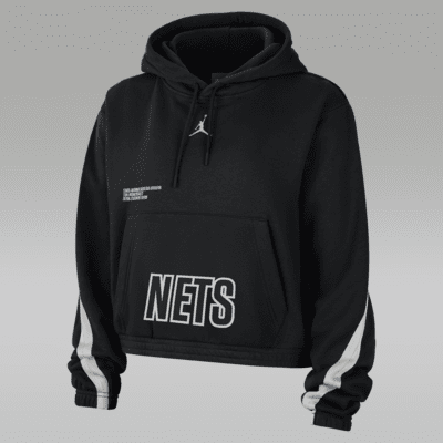 Sudadera con gorro sin cierre Jordan de la NBA de tejido Fleece para mujer Brooklyn Nets Courtside Statement Edition