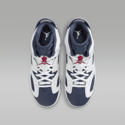 Air Jordan 6 Retro «White and Midnight Navy» sko til store barn