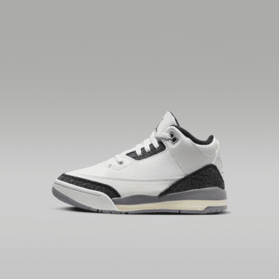 Tenis para niños de preescolar Jordan 3 Retro "Cement Gray"