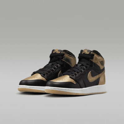 Air Jordan 1 High OG "Black and Gold" Big Kids' Shoes