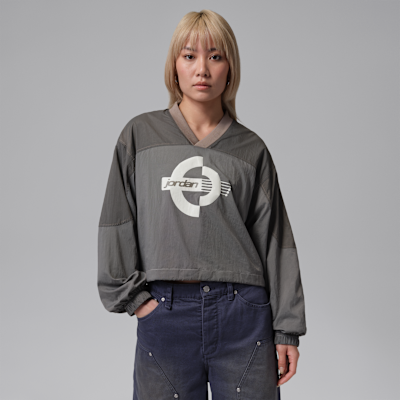 Sudadera sin cierre Jordan Brooklyn de manga larga de tejido Woven con gráfico para mujer