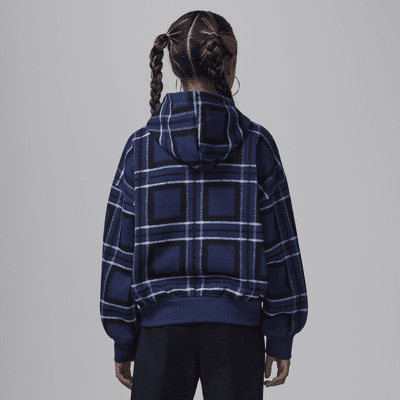 Sudadera con gorro sin cierre con estampado a cuadros para niños talla grande Jordan Brooklyn Essentials