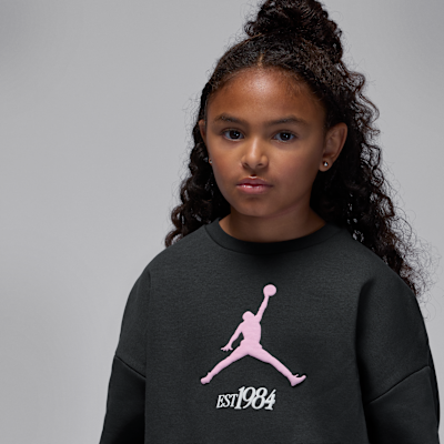 Sudadera de cuello redondo de tejido Fleece plisada para niños talla pequeña Jordan Jumpman Club