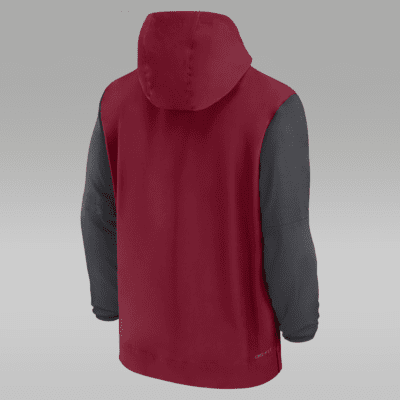 Chamarra universitaria Jordan con gorro de medio cierre para hombre Oklahoma Sooners Sideline Pre-Game Player