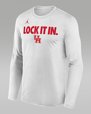 Мужская футболка Houston 2026 On-Court Bench Nike Dri-FIT College Long-Sleeve