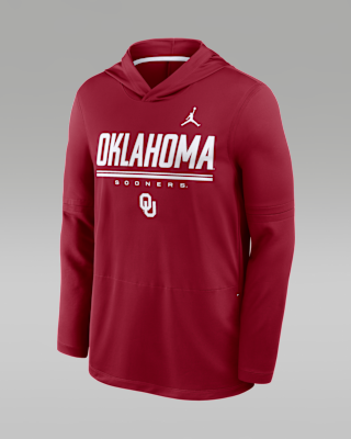 Мужские  Oklahoma Sideline Jordan Brand Dri-FIT College Long-Sleeve Hooded Top