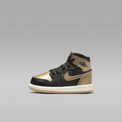 Tenis para bebé e infantil Jordan 1 Retro High OG "Black and Gold"