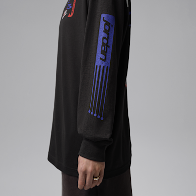 조던 플라이트 여성 오버사이즈 긴팔 티셔츠