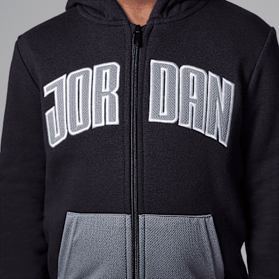 Ensemble deux pièces en Fleece avec sweat à capuche, zip et poche cousue Jordan pour enfant