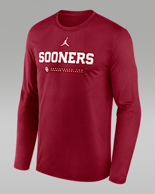 Мужская футболка Oklahoma Courtside Basketball Shootaround Legend Jordan Brand Dri-FIT College Long-Sleeve для баскетбола