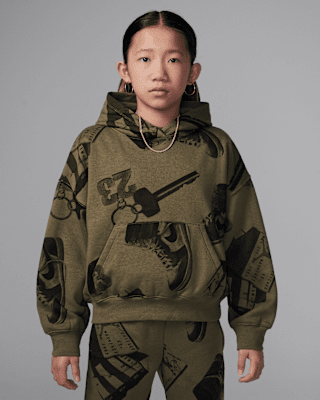 Детское худи Jordan Brooklyn Fleece Big Kids' Printed Pullover Hoodie