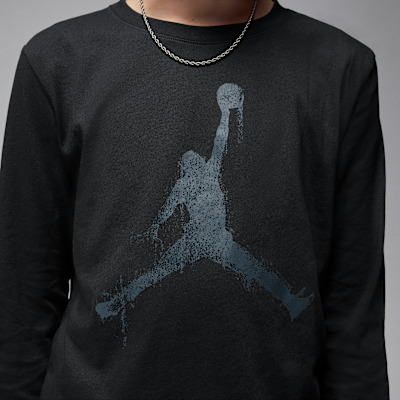 Playera de manga larga Jumpman Drip para niños talla grande Jordan