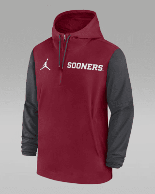 Мужская куртка Oklahoma Sooners Sideline Pre-Game Player Jordan College 1/2-Zip Hooded