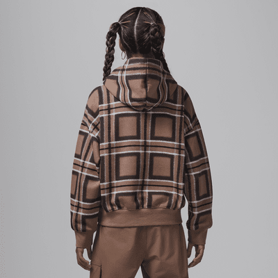 Sudadera con gorro sin cierre con estampado a cuadros para niños talla grande Jordan Brooklyn Essentials