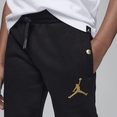 Jordan Take Flight Black and Gold Fleece Pants Little Kids Pants. Nike JP