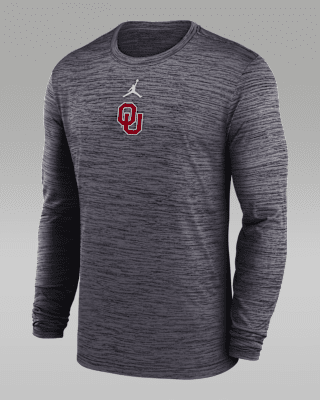 Мужская футболка Oklahoma Sideline Velocity Jordan Brand Dri-FIT College Long-Sleeve