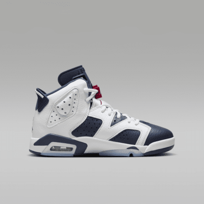 Air Jordan 6 Retro "White and Midnight Navy" Big Kids' Shoes