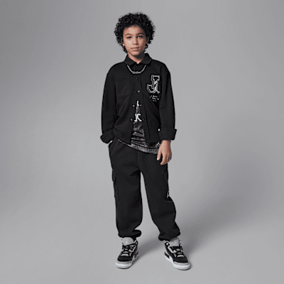 Playera de manga larga de tejido Knit para niños talla grande Jordan Court of Legends