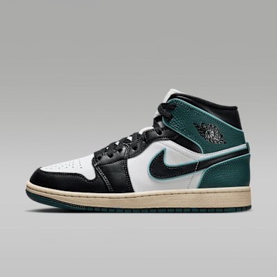 Nike Air Jordan 1 Mid sneaker Wit/Light Dew/Oxidized Green/Zwart