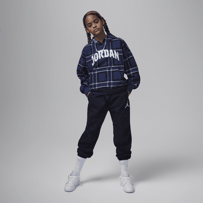 Sudadera con gorro sin cierre con estampado a cuadros para niños talla grande Jordan Brooklyn Essentials