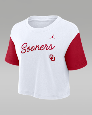 Женская футболка Oklahoma Script Jordan Brand Dri-FIT College Cropped