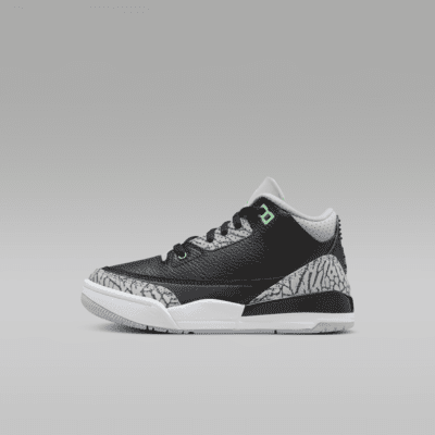 Jordan 3 Retro "Green Glow" Little Kids' Shoes