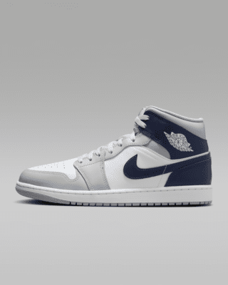 Nike Air Jordan 1 Mid sneaker Wit/Wolf Grey/Midnight Navy