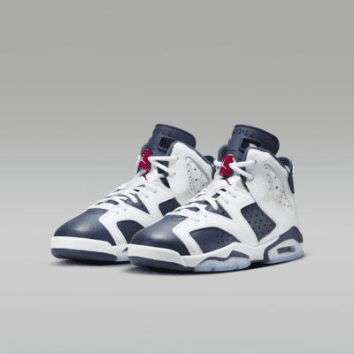 Air Jordan 6 Retro «White and Midnight Navy» sko til store barn