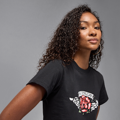 T-shirt Jordan Flight med slimmad passform och tryck för kvinnor