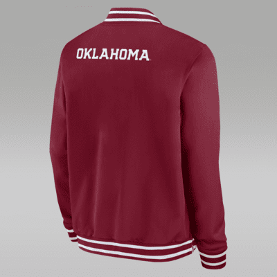 Chamarra bomber universitaria Jordan de cierre completo para hombre Oklahoma Sooners Sideline