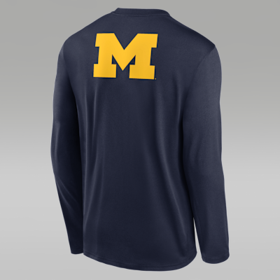 Playera de manga larga universitaria marca Jordan Dri-FIT para hombre Michigan Primetime Legend 2-Hit