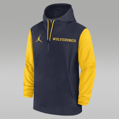 Michigan Wolverines Sideline Pre-Game Player Men's Jordan College 1/2-Zip Hooded Jacket