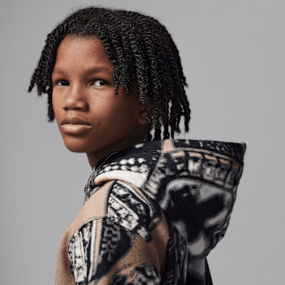 Sudadera con gorro sin cierre estampada de tejido Fleece para niños talla grande Jordan MVP