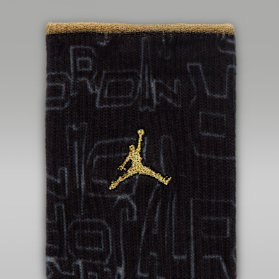 Jordan Black and Gold Crew Socks (2 Pairs) Big Kids Socks