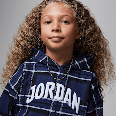 Sudadera con gorro sin cierre con estampado a cuadros para niños talla pequeña Jordan Brooklyn Essentials