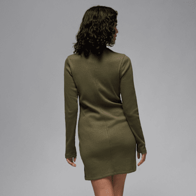 Vestido de manga larga de tejido Knit de medio cierre para mujer Jordan