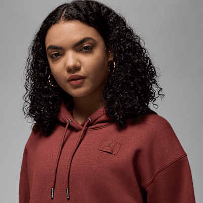 Sudadera sin cierre con gorro forrado de satén para mujer Jordan Flight Fleece